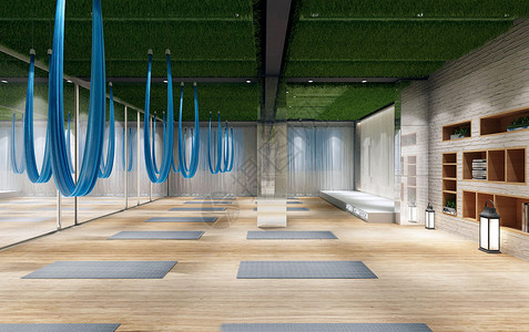 卷瑜伽垫现代舞蹈室设计图片