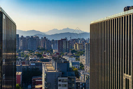 城市远山北京楼房背景