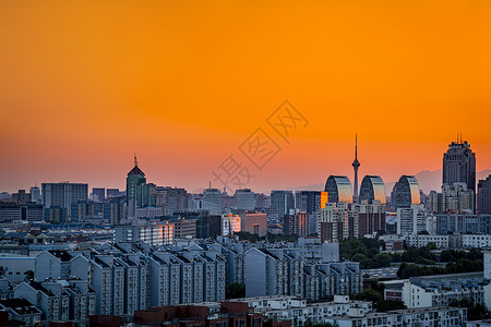 夕阳红的西直门城市背景图片