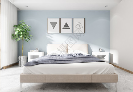 床头画现代简洁风家居陈列室内设计效果图背景