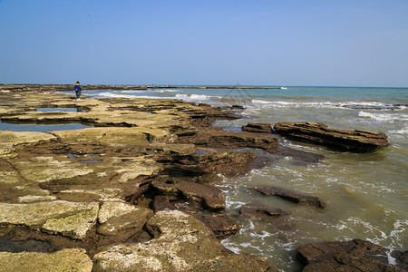 珊瑚沉积岩涠洲岛海滩背景
