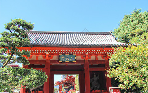 日本建筑雷门日本东京浅草寺二天门背景