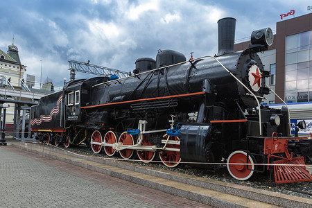 俄式老式蒸汽火车头背景图片