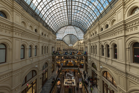 古姆国立商场莫斯科红场著名的古姆百货内部背景