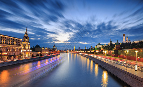 莫斯科河上的建筑风光俄罗斯高清图片素材