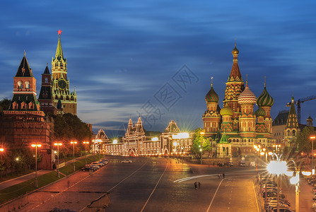 莫斯科红场圣瓦西里大教堂夜景图片