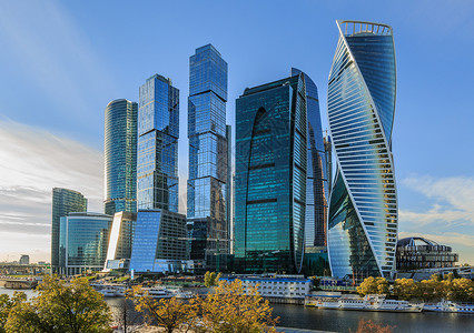 水幕墙莫斯科现代化金融商业区莫斯科城背景