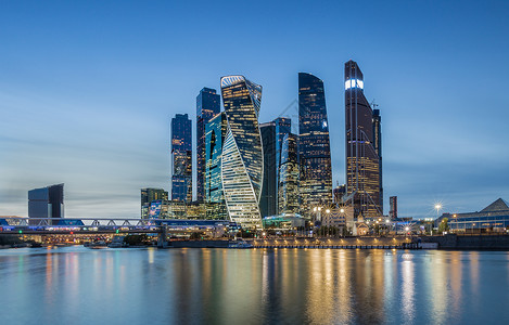 玻璃设计莫斯科现代化金融商业区莫斯科城背景