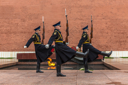 红场上的无名烈士纪念碑换岗仪式俄罗斯高清图片素材