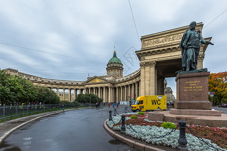 俄罗斯喀山圣彼得堡著名喀山大教堂外观背景