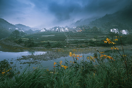 中式云彩安徽休宁田园背景