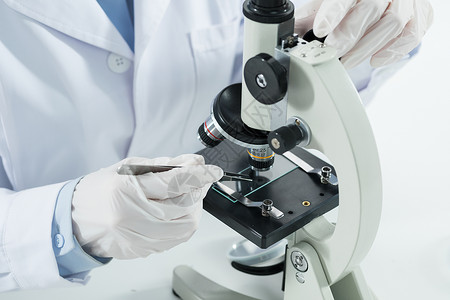细胞化验使用显微镜特写背景