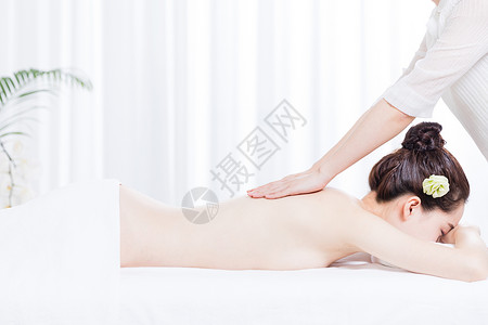 背疼痛女性养生SPA背部按摩背景