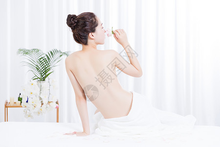 背部素材女性养生SPA背部展示背景