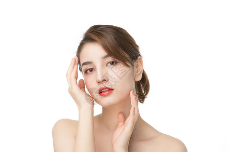 女性美妆护肤面部展示背景图片