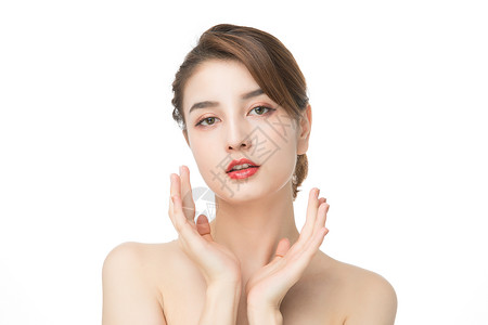 女性美妆护肤面部展示背景图片