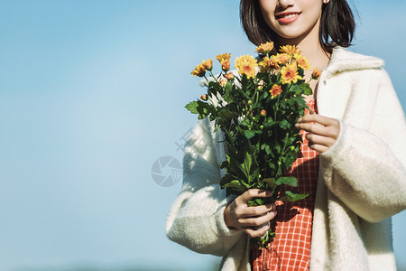 花束书本矢量图文艺清新美女写真背景