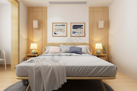 木纹板上顶日式极简卧室设计图片