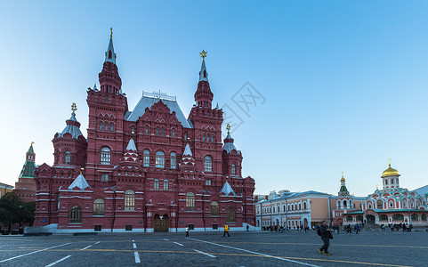 莫斯科红场上的国家历史博物馆高清图片