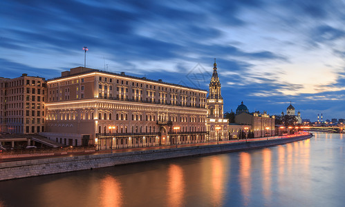 莫斯科城市夜景风光旅游目的地高清图片素材