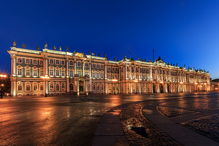 圣彼得堡夜景圣彼得堡冬宫广场冬宫博物馆夜景背景