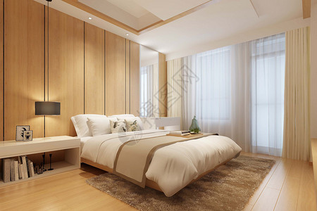 木纹板上顶现代卧室装修设计图片