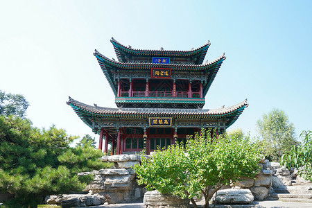 太原建筑山西晋祠风景区背景