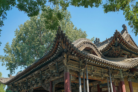 太原古迹山西晋祠风景区背景