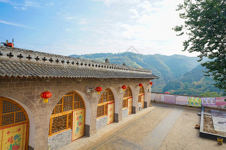 山西窑洞民居背景