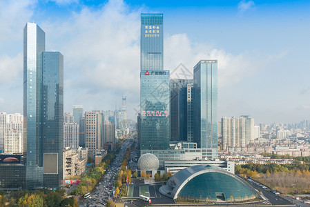 沈阳城市风光青年大街商务区现代建筑高清图片素材