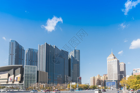 沈阳师范大学沈阳城市风光青年大街商务区背景