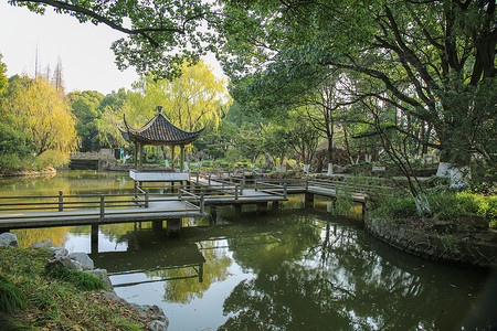 水榭中式园林背景