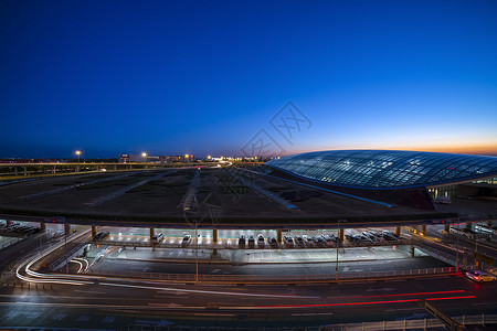 智能北京夜景首都机场T3背景