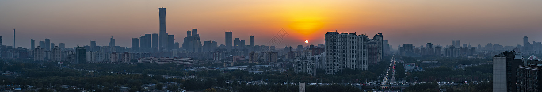 光线上升夕阳红北京国贸全景长片背景