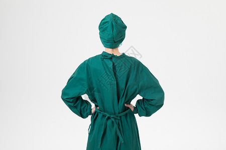 疫情下的医生手术服背影背景图片