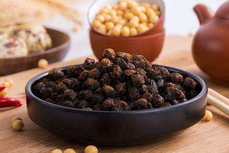 发酵菌传统美味的豆豉背景