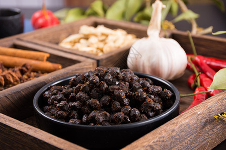 红豆豉传统美味的豆豉背景