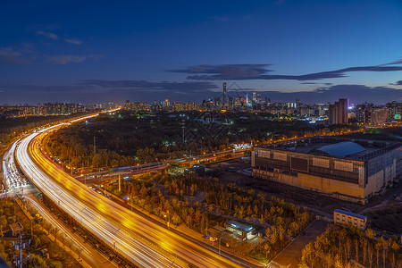 北京夜景车流轨迹背景