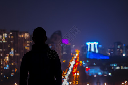 孤单城市夜景剪影背景