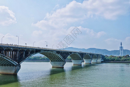 长沙大桥横跨湘江的橘子洲大桥背景