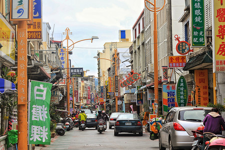 古街景台湾垦丁恒春古城繁华的街道背景