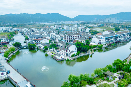 温州建筑航拍浙江温州新农村风光背景