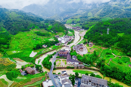 航拍浙江泰顺风光背景