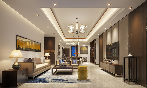 现代客厅欧式客厅模型高清图片