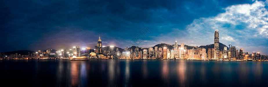 香港维多利亚港全景背景