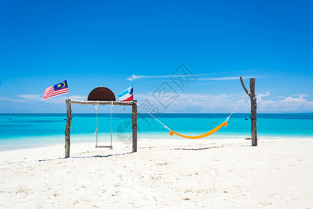 沙滩帽沙滩竹篮马来西亚沙巴环滩岛海滩背景