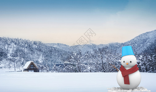 圣诞节雪人冬季下雪设计图片