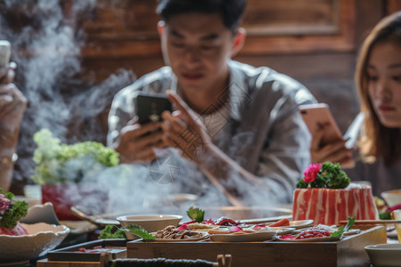 火锅美食青年聚会背景图片