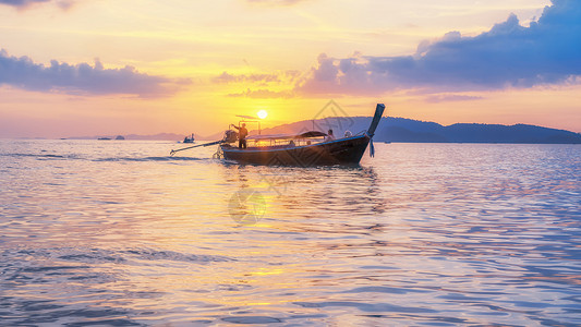 泰国夕阳泰国甲米海滩日落背景