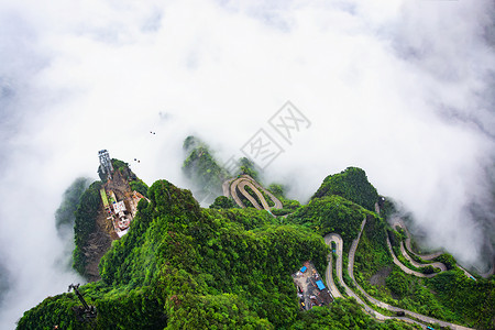 公路雾张家界风景地貌背景